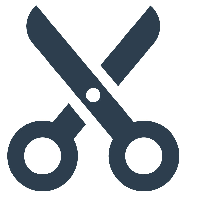Cutout-the-Excess An illustration of scissors
