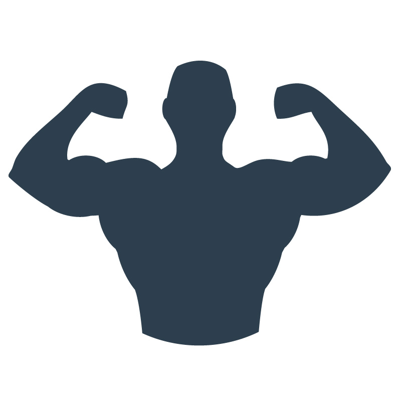 Empowerment Illustration of a man flexing his muscles.