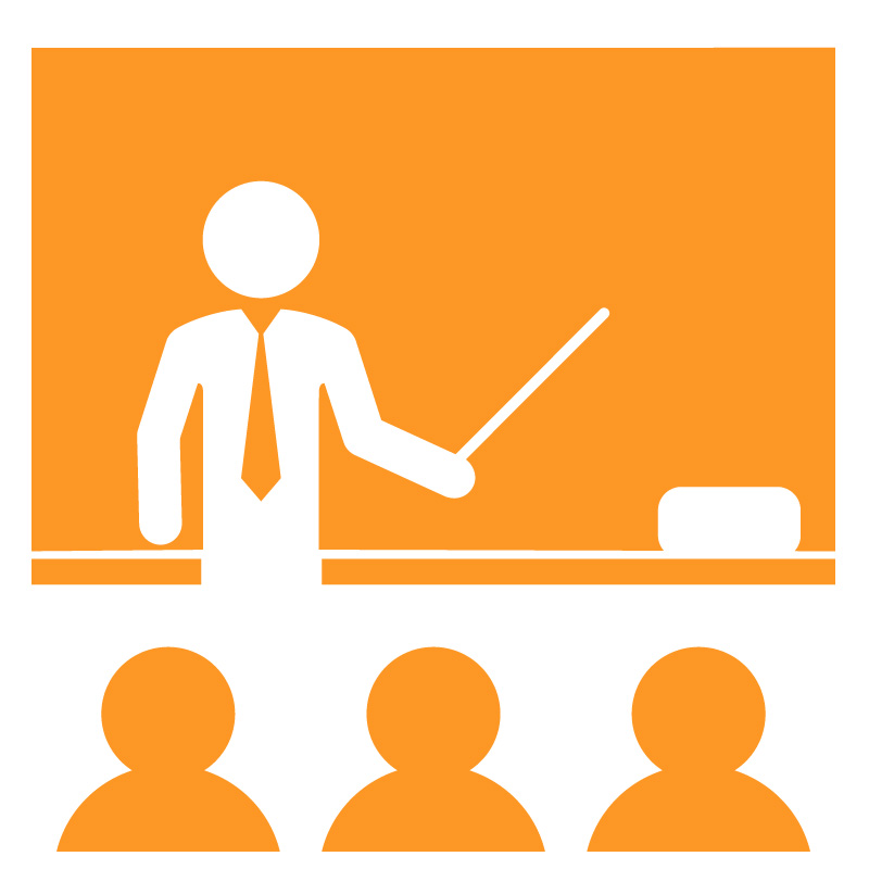 Training Illustration of a person teaching employees.