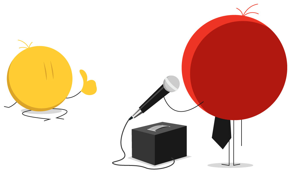 communication-gleeps icon symbol of a business manager using a microphone during a presentation to employees