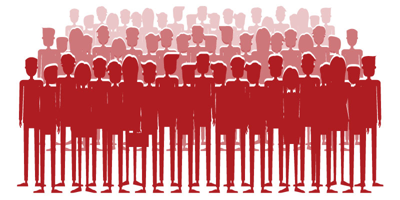 illustration of endless amount of business employees