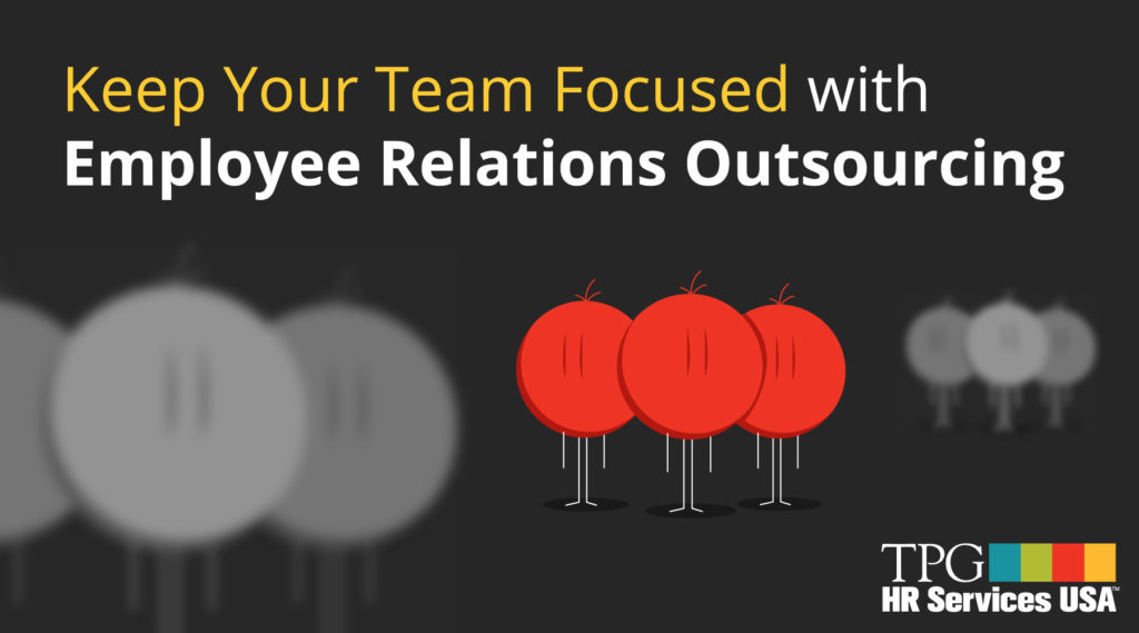 illustration using circle icon symbols as employee teams with one team in red and the others in grey