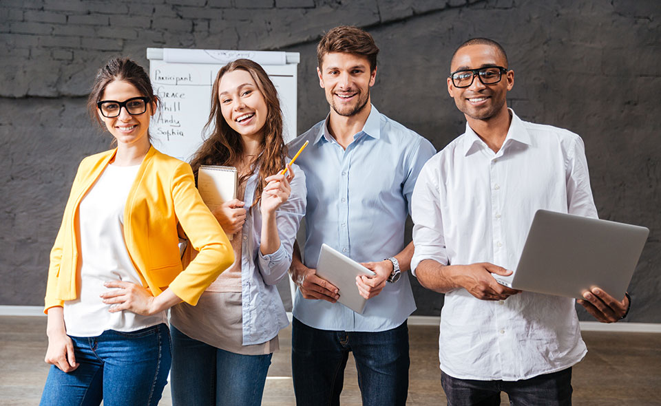 A diverse group of millennial employees.