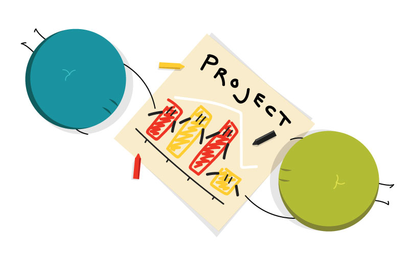 project-management cons symbolizing employees using project management