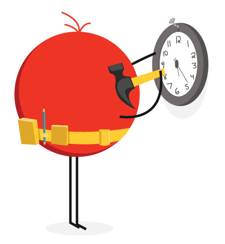 time-managment con symbolizing employee showing good time mangement