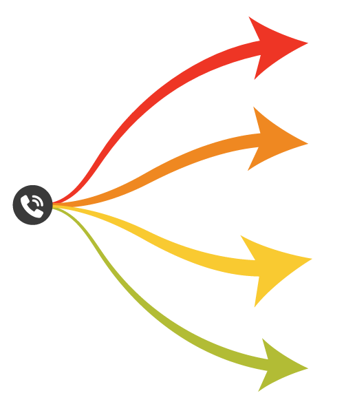 triage-hr-call-center illustration of a phone with multiple different colored lines all coming out of it at the same time