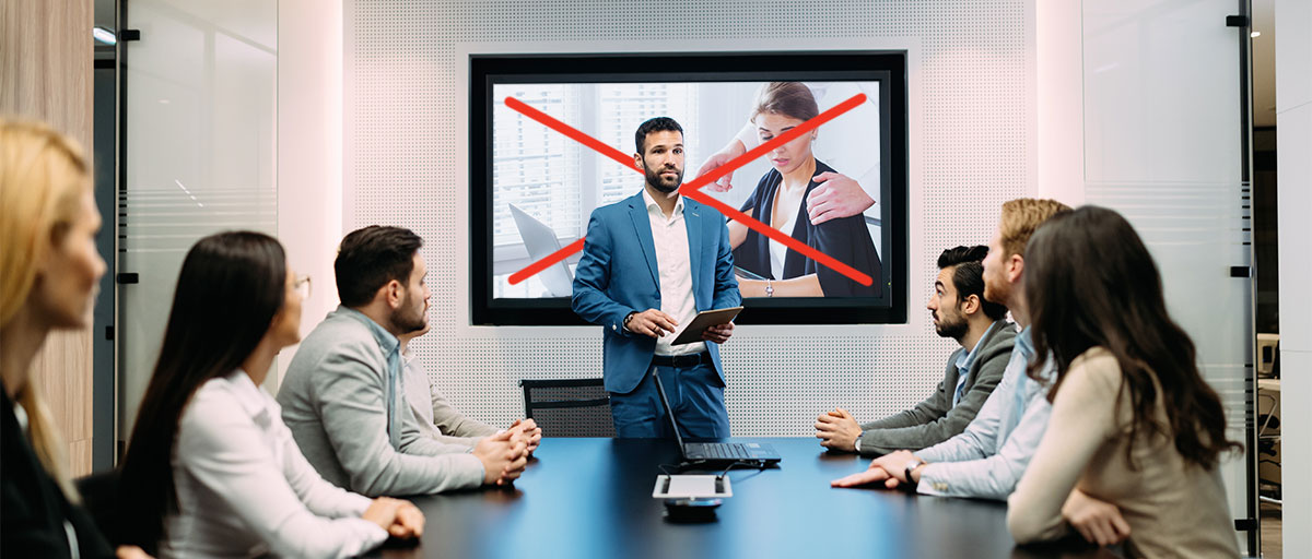 workplace-sexual-harassment-training photo of company employees receving training how to recognize sexual harassment in the workplace